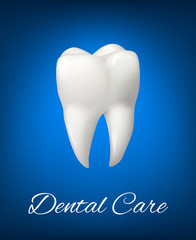Vector 3D white tooth for dental care design
