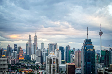 Naklejka na ściany i meble Aerial view of Kuala Lumpur skyline, Malaysia