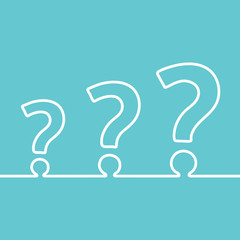 Three question marks on a blue background, business icon.Vector