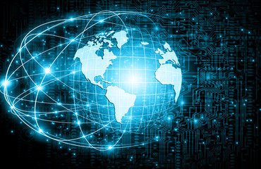 Best Internet Concept of global business. Globe, glowing lines on technological background. Wi-Fi, rays, symbols Internet, 3D illustration