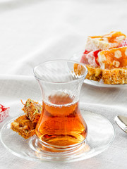 Turkish tea. Armuda and lukum.