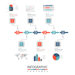 Infographic timeline template can be used for chart, diagram, web design, presentation, advertising, history. Vector infographic illustration