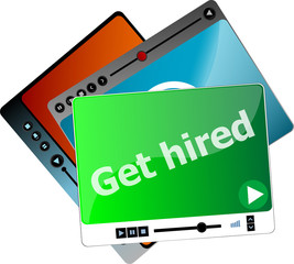 Get hired. Video media player set for web, minimalistic design