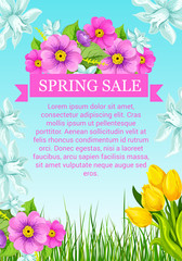 Vector poster with flowers for spring sale