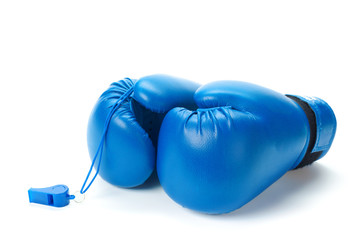 Boxing gloves close up on a white background - obrazy, fototapety, plakaty