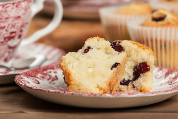 Home Baked Muffins With Coconut, Cranberry, White Chocolate.