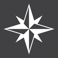 Wind rose solid icon, navigation and travel, compass vector graphics, a filled pattern on a black background, eps 10.