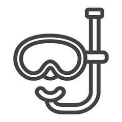 Diving mask line icon, Travel and tourism, snorkeling vector graphics, a linear pattern on a white background, eps 10.