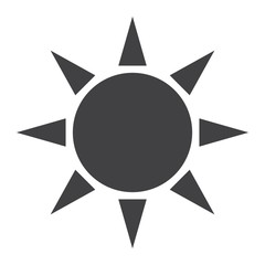 Sun solid icon, weather and sunshine, vector graphics, a filled pattern on a white background, eps 10.