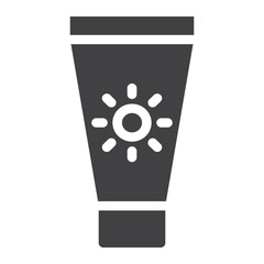 Sunscreen solid icon, health and tourism, sun cream vector graphics, a filled pattern on a white background, eps 10.