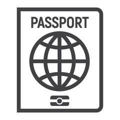 Passport line icon, travel and citizenship element, vector graphics, a linear pattern on a white background, eps 10.