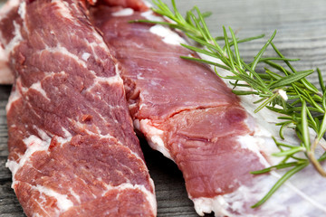 Iberian pork meat  raw - Secreto y Pluma iberico, Spanish food