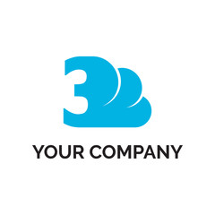 number 3 cloud logo vector