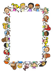 Viele Kindergarten Kinder um Rahmen