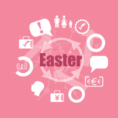 Text Happy Easter. Holiday concept . Set of flat icons for mobile app and web