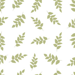 Seamless decorative template texture with green leaves. Seamless stylized leaf pattern.