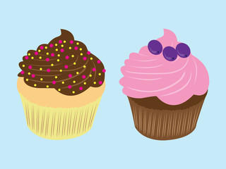 Sweet food chocolate creamy cupcake illustration