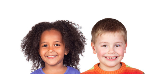 Two adorable children looking at camera