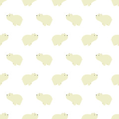 Seamless pattern with cute polar bears in simple cartoon style.