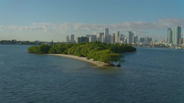 Flying past Pace Park Picnic Islands towards Miami, Florida