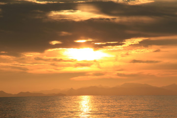 THAILAND - April 29, 2017 : Sunset on the beach of Ban Chuen on Trat in Thailand.