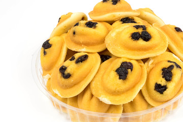 Egg cake, delicious dessert on white background,Thai dessert