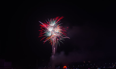 A new year's fireworks over the city of Guangzhou, China