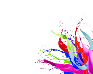 Shot of color paint splash, isolated on white background