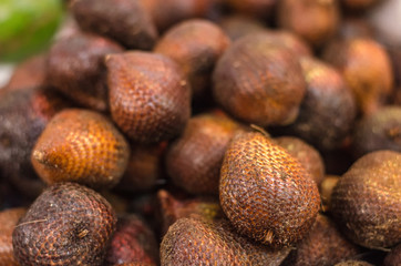 Exotic Snake Fruit (Salacca Zalacca) or local name called Salak display for sell in market
