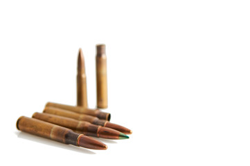 Bullets isolated on white.