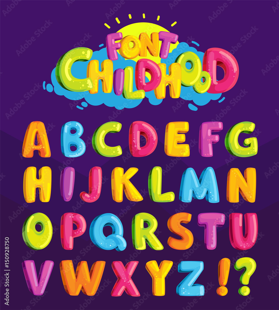 Poster children's font in the cartoon style of 