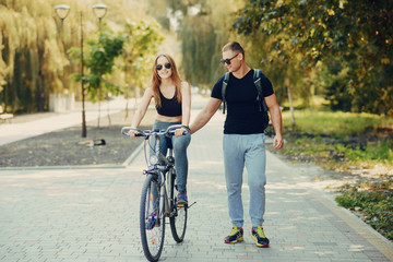 man and woman in park