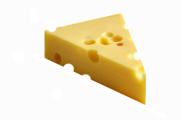 pieces of cheese isolated on white background