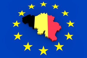EU flag with cutout of Belgium in national colors
