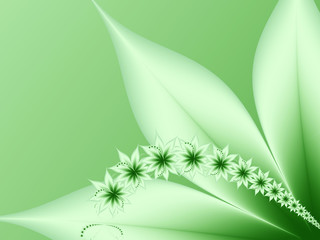 Fototapeta na wymiar Abstract fractal flowers on a light green background