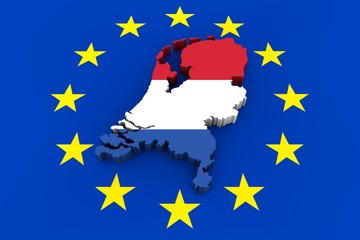 EU flag with cutout of Netherlands in national colors
