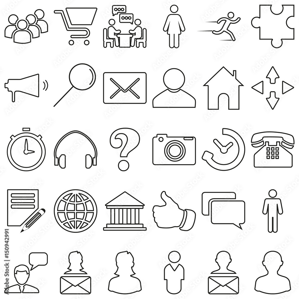 Fototapete set of vector icons on the theme of connection and communication. 48x48 pixel perfect.