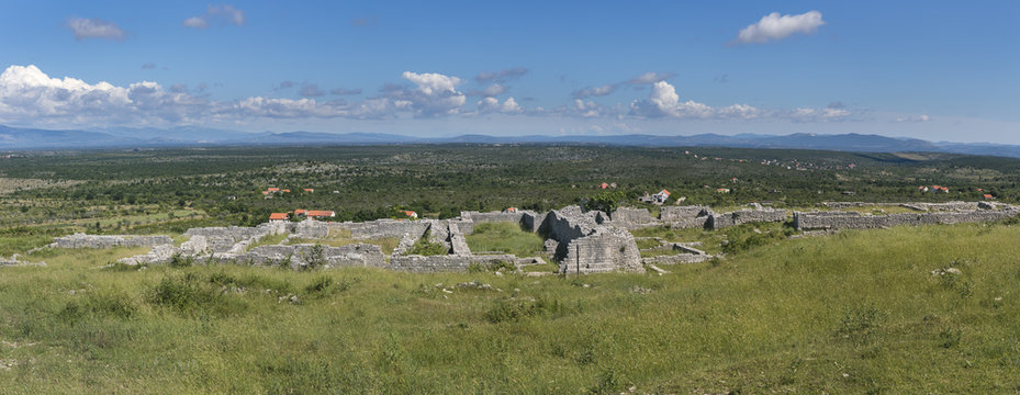  Panoramic view of roman and medieval ruins on Bribirska glavica