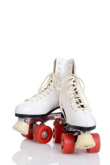 women roller skates quad with red wheels