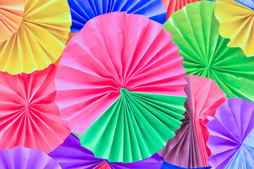 Background of colorful paper fans
