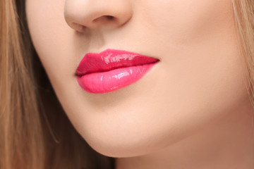 Fototapeta premium The sensual red lips close up