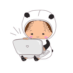 Девочка в костюме панды 