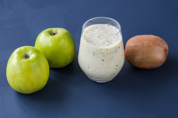 Healthy food. Smoothies of kiwi and apple