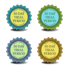 Set of four stickers with the text thirty day trial period