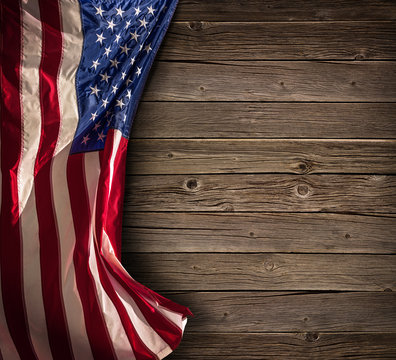 Patriotic American Celebration - Aged Usa Flag On Vintage Wood
