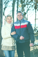 Naklejka premium Mature couple walking on sunny day