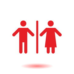 WC sign icon.  Male and Female toilet. Flat design.