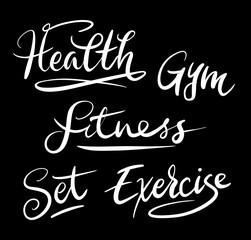 Health and fitness hand written typography. Good use for logotype, symbol, cover label, product, brand, poster title or any graphic design you want. Easy to use or change color