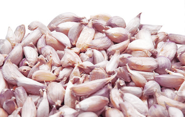Pile of Garlic on White Background