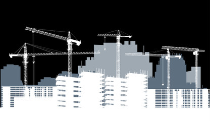 Obraz premium gray and white house building isolated on black